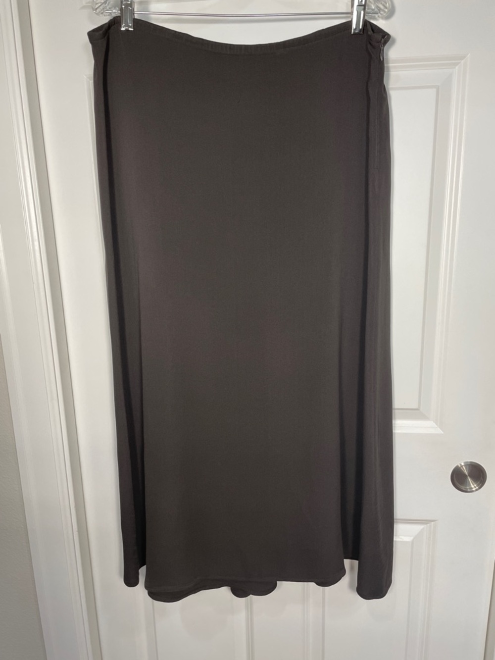Eileen Fisher Maxi Silk Skirt Size Large Brown A-line Bias Cut High Low Hem
